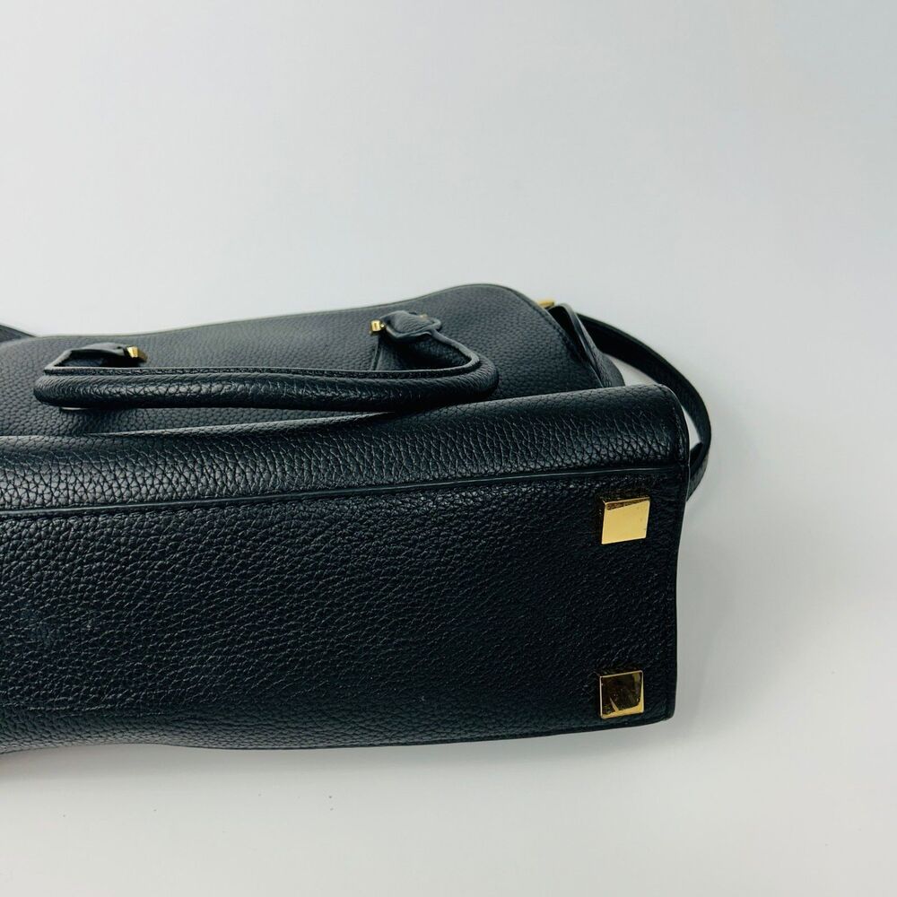 Michael Kors Black Pebbled Leather Handbag Crossbody Satchel Tote Gold Hardware - Picture 8 of 15